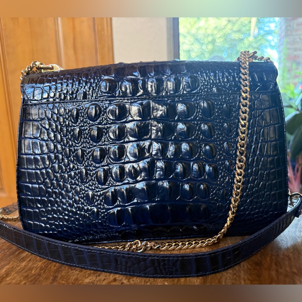 Brahmin Blue Croc-Embossed Leather Crossbody with Gold Hardware - Picture 2 of 9